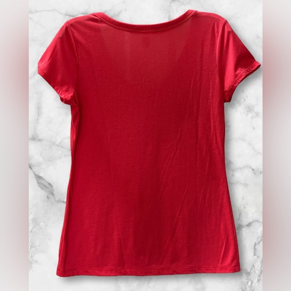 Banana Republic Tomato Orange Red Tee Top Gold Studs Embellished Soft Size M - Picture 5 of 11